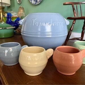 Petite Tom & Jerry Spring Pastel Punchbowl and Four Cups